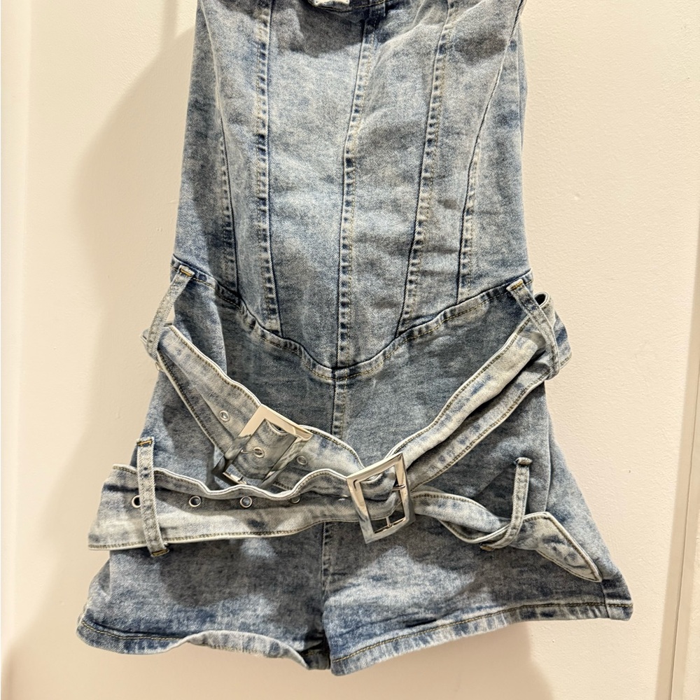 Fashion Nova Light Blue Denim Women's romper